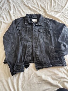 Black Denim Jacket - Classic Button-Front